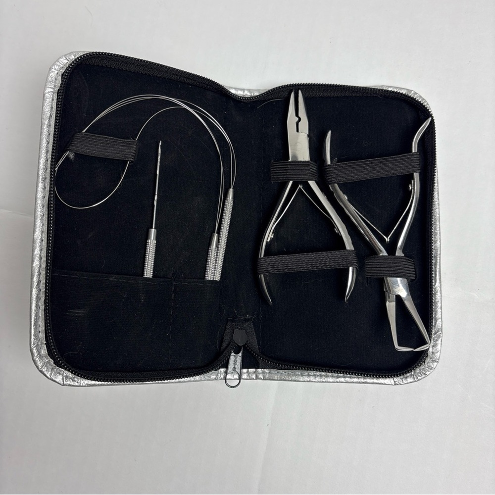 G4 Vison Hair Extension Kit Tools Travel Case Silver Pliers Beading Loop Metal